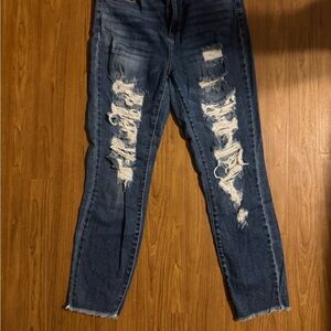 Cello Distressed Dark Blue Skinny Jeans